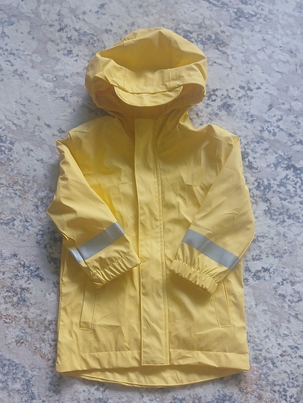 Cat & Jack Bright Yellow Hooded Rain Jacket with Reflective Cuffs